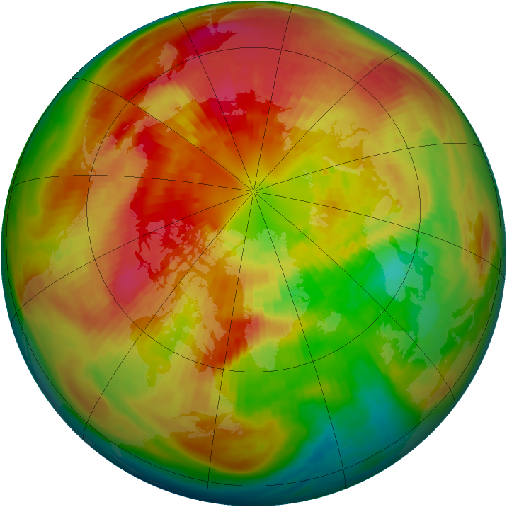 Arctic ozone map for 13 March 1991